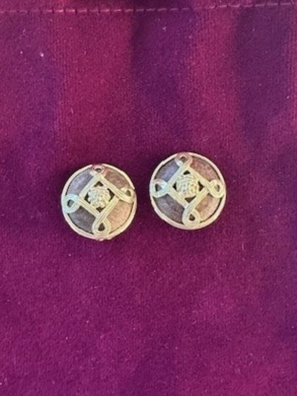 Capucine de Wulf Teak Wood Clip Earrings w/Gold Plated Detailing